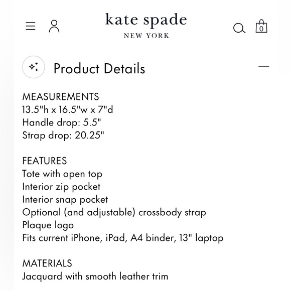 Kate Spade sold out large tote bag. Great holiday gift! - Picture 5 of 6